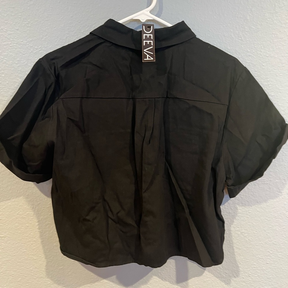 Women Cardi Button Up Short Sleeve Shirt - Picture 2 of 3